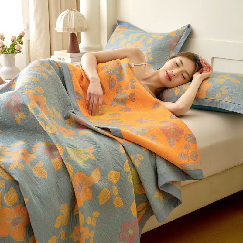 Couette en gaze de coton teint en fil avec motif floral « Refresh »