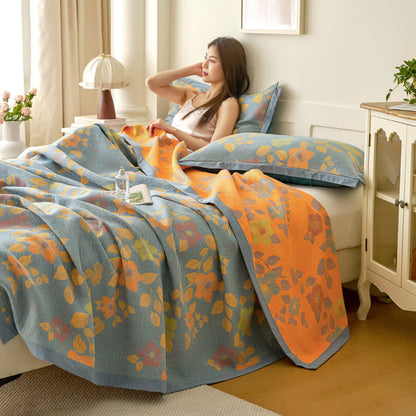 Couette en gaze de coton teint en fil avec motif floral « Refresh »