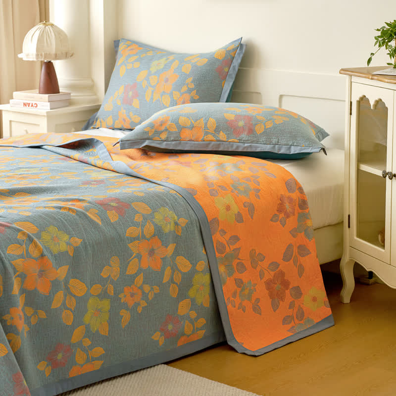 Couette en gaze de coton teint en fil avec motif floral « Refresh »