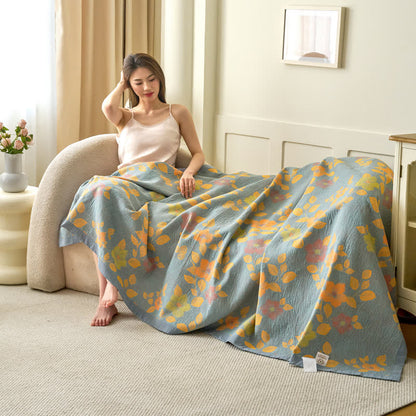 Couette en gaze de coton teint en fil avec motif floral « Refresh »