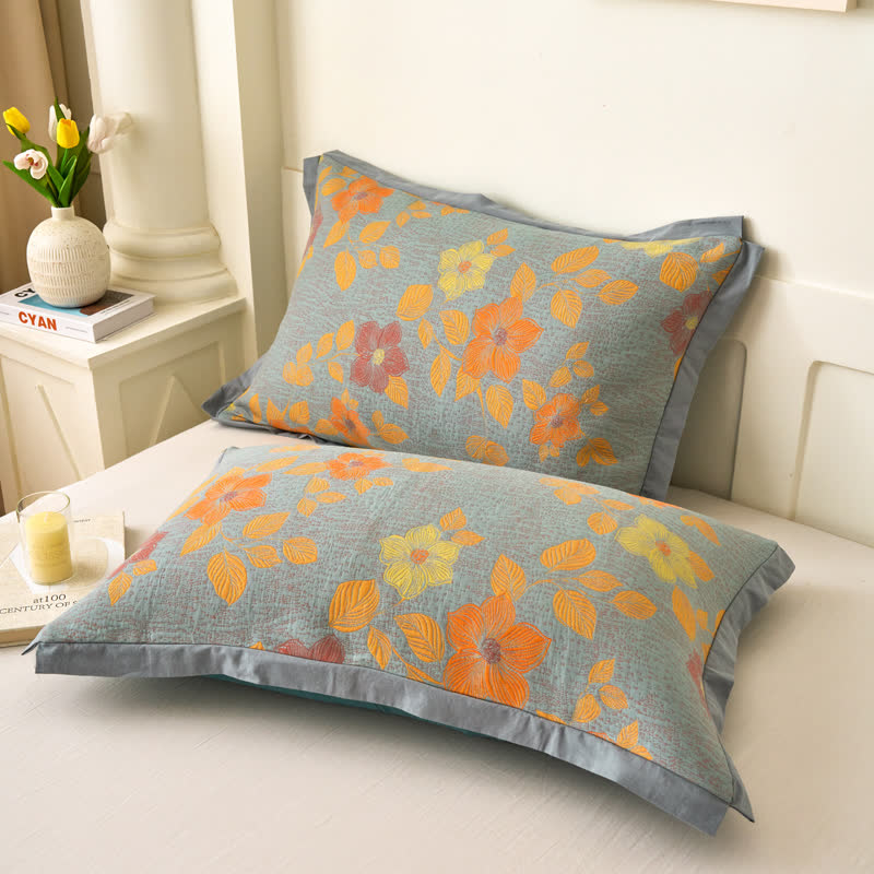 Couette en gaze de coton teint en fil avec motif floral « Refresh »