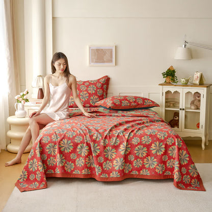 Couette jacquard en gaze de coton teint en fil avec motif floral