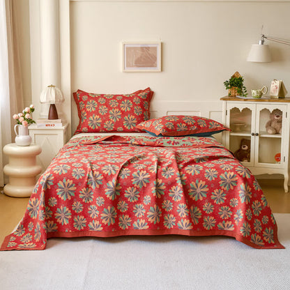 Couette jacquard en gaze de coton teint en fil avec motif floral