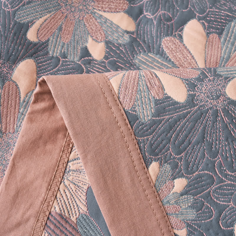 Couette jacquard en gaze de coton teint en fil avec motif floral