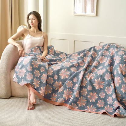 Couette jacquard en gaze de coton teint en fil avec motif floral