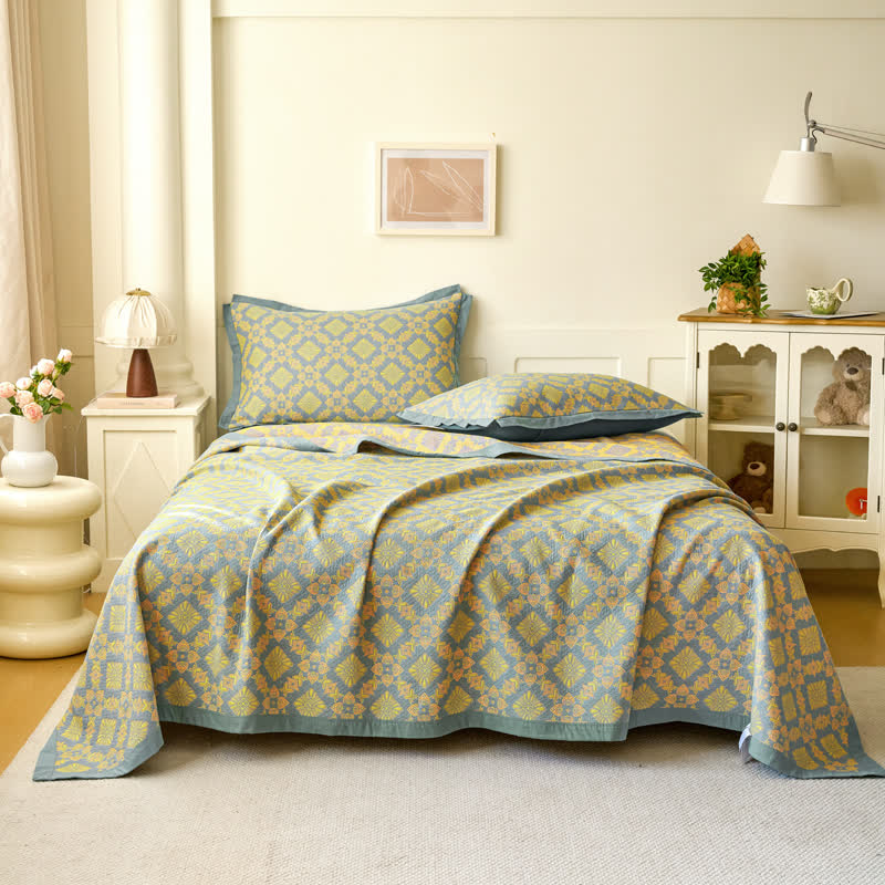 Couette rétro en gaze de coton teinte en fil de style jacquard