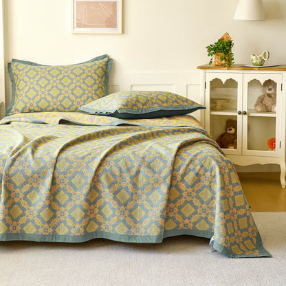 Couette rétro en gaze de coton teinte en fil de style jacquard