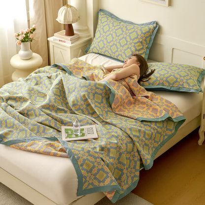 Couette rétro en gaze de coton teinte en fil de style jacquard