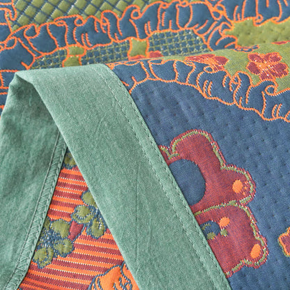 Couverture en gaze de coton jacquard double épaisseur avec motif ours