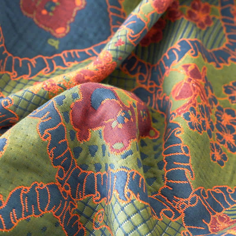 Couverture en gaze de coton jacquard double épaisseur avec motif ours