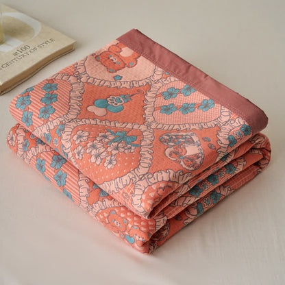 Couverture en gaze de coton jacquard double épaisseur avec motif ours