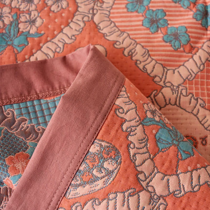 Couverture en gaze de coton jacquard double épaisseur avec motif ours
