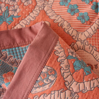 Couverture en gaze de coton jacquard double épaisseur avec motif ours