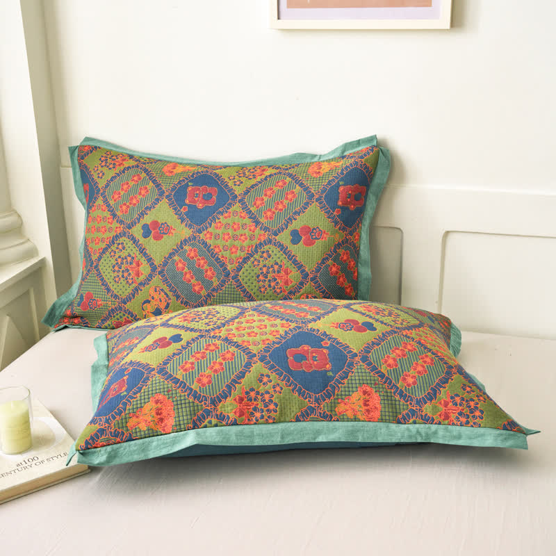 Couette en coton double épaisseur avec gaze jacquard et motif ours