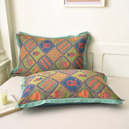 Couette en coton double épaisseur avec gaze jacquard et motif ours