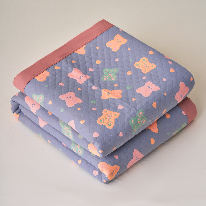 Couette réversible en gaze de coton avec ours jacquard