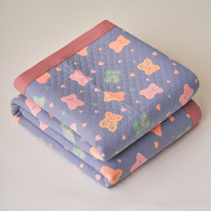 Couette réversible en gaze de coton avec ours jacquard