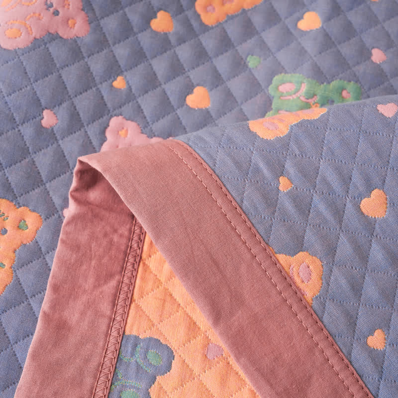Couette réversible en gaze de coton avec ours jacquard