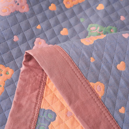 Couette réversible en gaze de coton avec ours jacquard