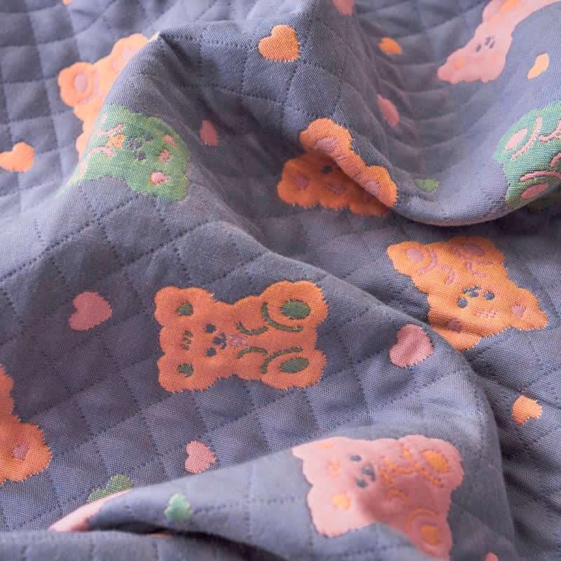 Couette réversible en gaze de coton avec ours jacquard