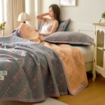 Couette respirante en gaze de coton jacquard teint en fil