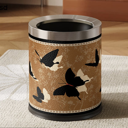 Poubelle rurale et durable en acier inoxydable et cuir