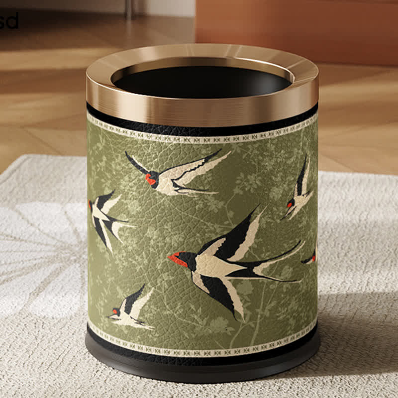 Poubelle rurale et durable en acier inoxydable et cuir