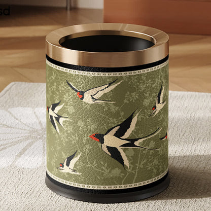 Poubelle rurale et durable en acier inoxydable et cuir