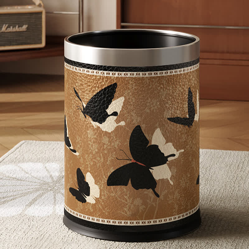 Poubelle rurale et durable en acier inoxydable et cuir
