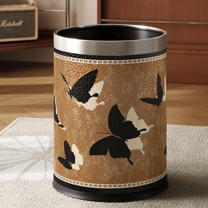 Poubelle rurale et durable en acier inoxydable et cuir