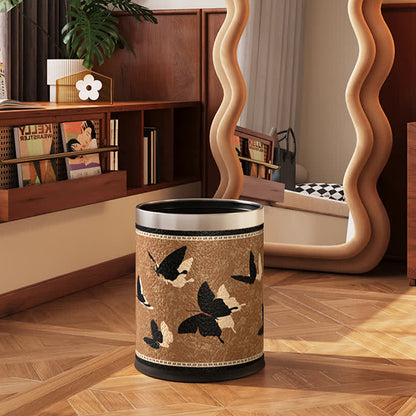 Poubelle rurale et durable en acier inoxydable et cuir