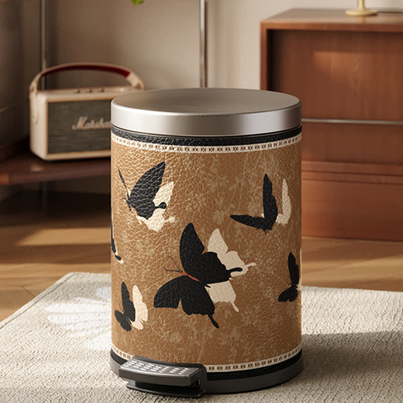 Poubelle rurale et durable en acier inoxydable et cuir