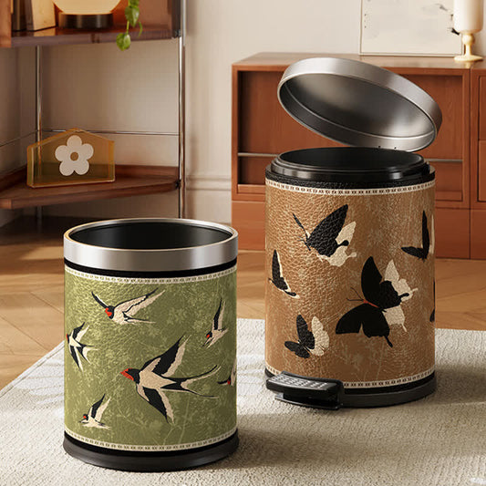 Poubelle rurale et durable en acier inoxydable et cuir