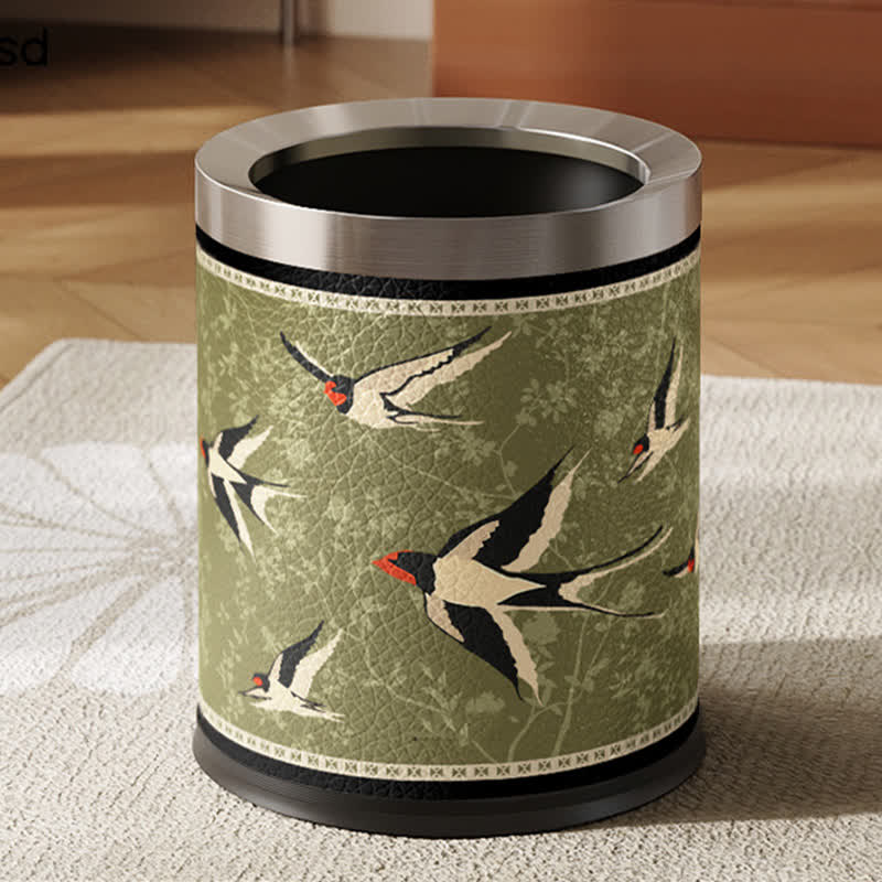 Poubelle rurale et durable en acier inoxydable et cuir