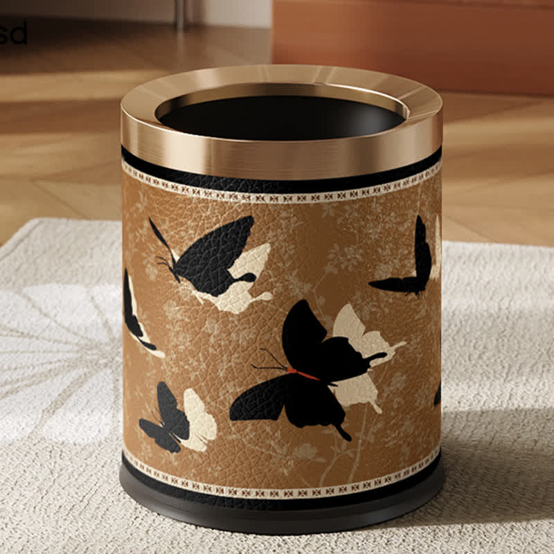 Poubelle rurale et durable en acier inoxydable et cuir