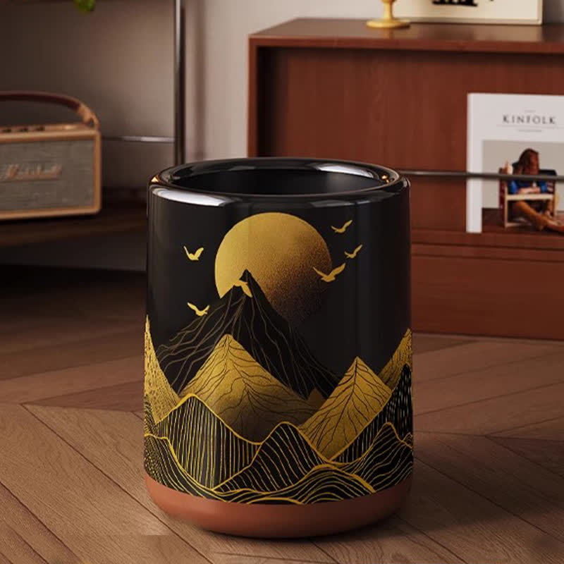 Poubelle décorative à double barillet « Soleil Levant »