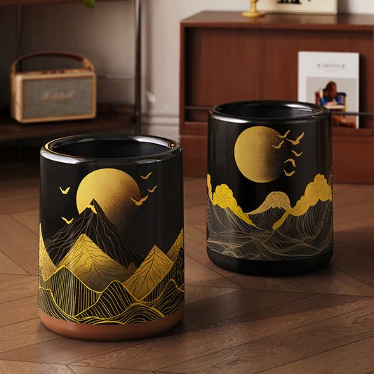 Poubelle décorative à double barillet « Soleil Levant »