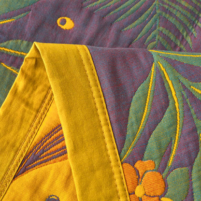 Couette confortable en gaze de coton à trois couches avec motif floral
