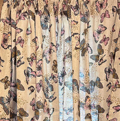 Rideau rustique en coton et lin avec imprimé papillon