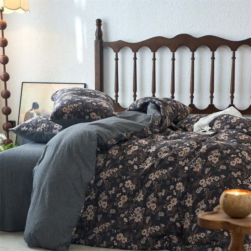 Parure de lit en gaze double épaisseur teinte en fil (4 pièces)