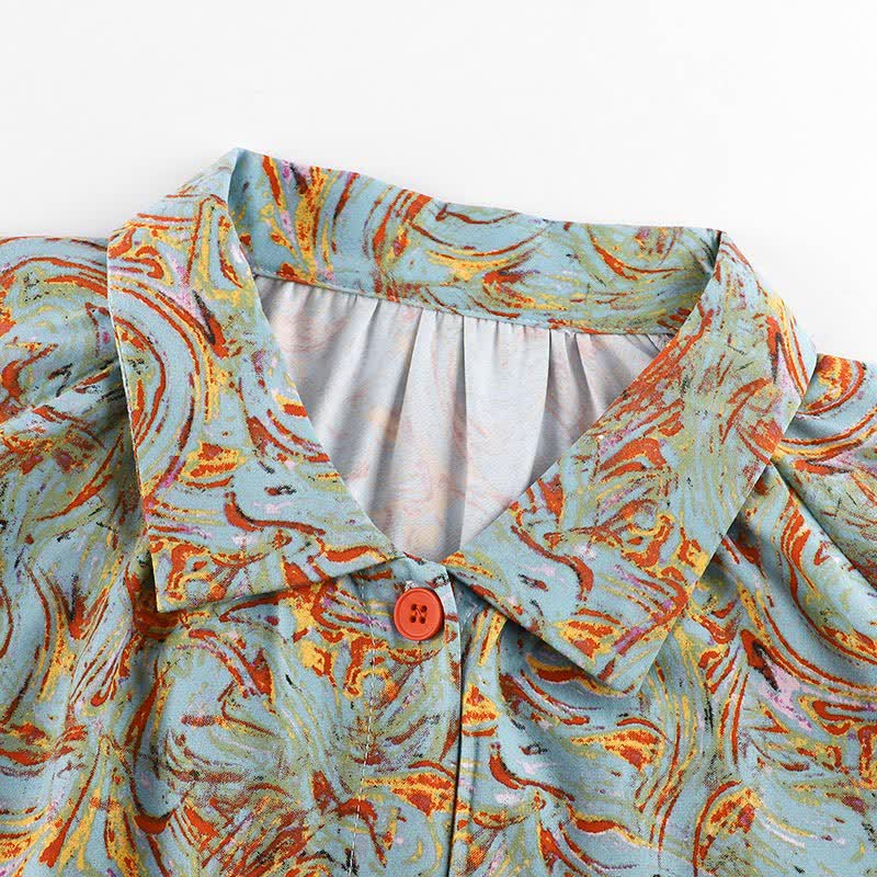 Ensemble de vêtements de détente orange et rouge avec imprimé à manches longues