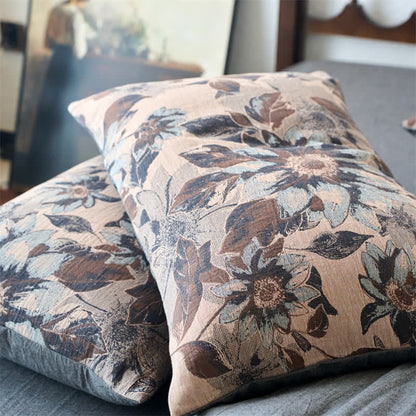 Parure de lit en coton jacquard à motif floral teint en fil (4 pièces)