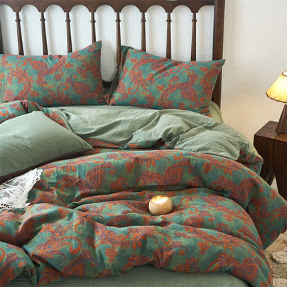 Parure de lit en gaze à motif cachemire vintage (4 pièces)