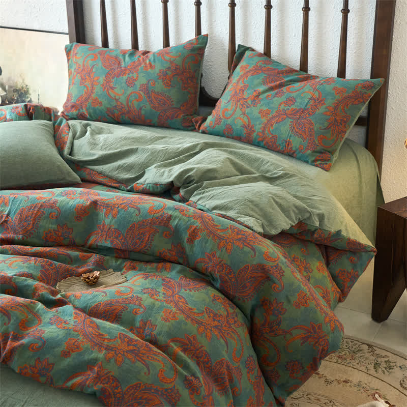 Parure de lit en gaze à motif cachemire vintage (4 pièces)