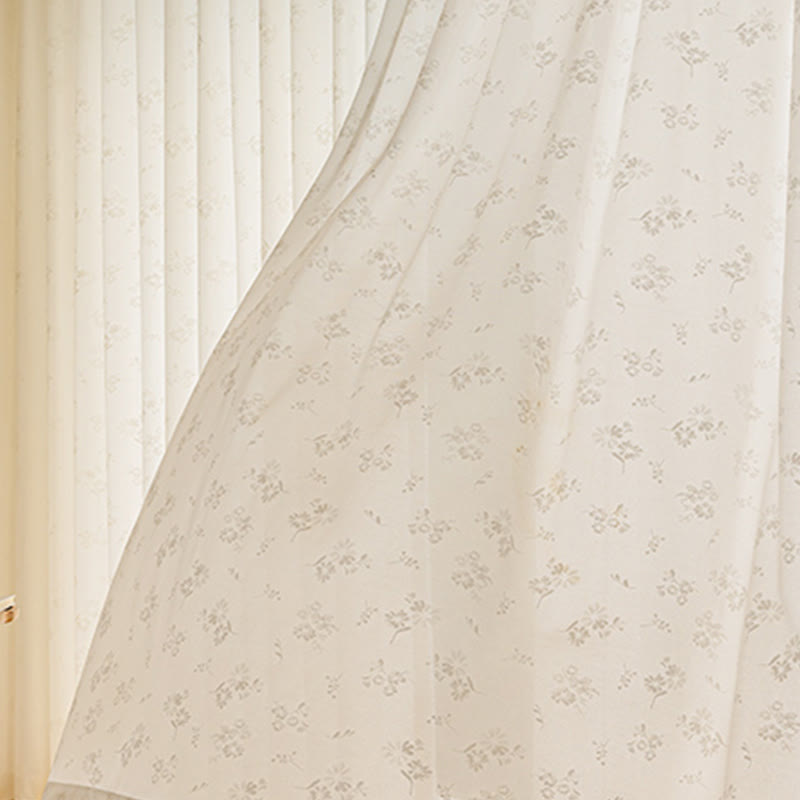 Rideau transparent en jacquard français à motif floral
