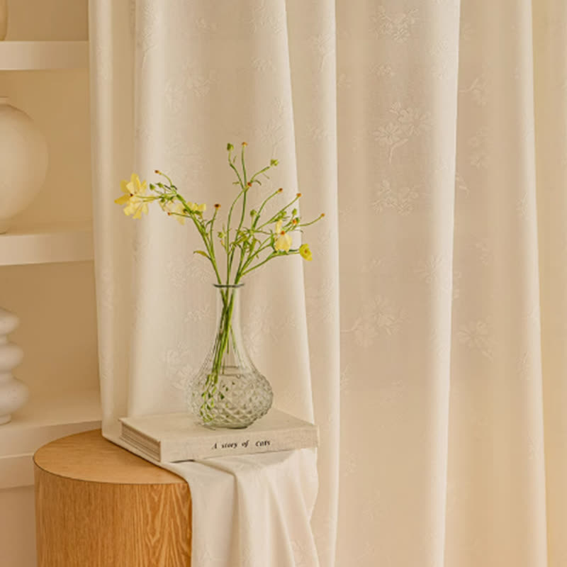 Rideau transparent en jacquard français à motif floral