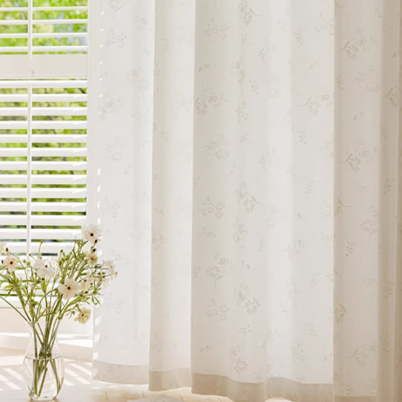 Rideau transparent en jacquard français à motif floral