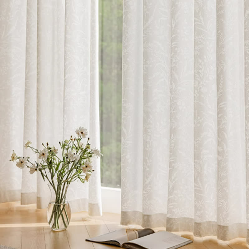 Rideau transparent en jacquard français à motif floral