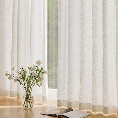 Rideau transparent en jacquard français à motif floral