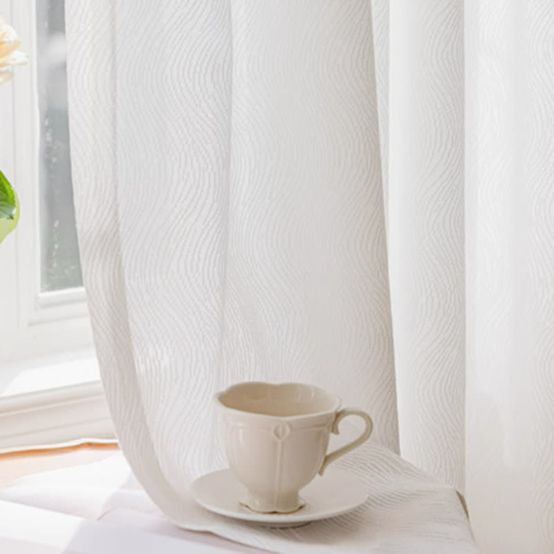 Rideau transparent en jacquard français à motif floral
